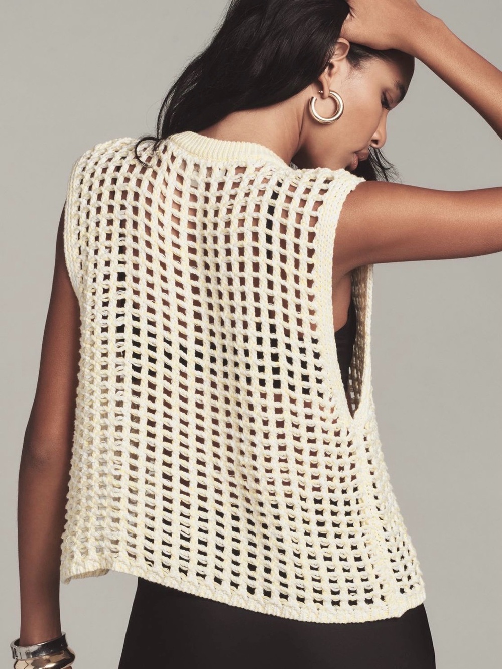 Anthropologie Cream Open-Knit Sleeveless Sweater Vest - Unbranded - Picture 4 of 8